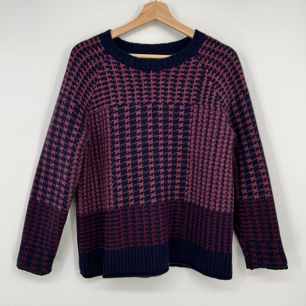 Pendleton Lambs Wool Blend Sweater Women Medium Crew Neck Pullover Burgundy READ